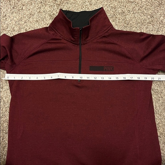 PINK Victoria's Secret Pink Maroon Pullover half zipper size large - Picture 9 of 9